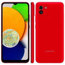 Celular Samsung Galaxy A03 Vermelho 64GB, Tela Infinita de 6.5", Câmera Dupla 48MP, Bateria 5000mAh, 4GB RAM e Processador Octa-Core